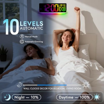 16.5" Large Digital Wall Clock for Classroom, Sync Screen RGB Backlight