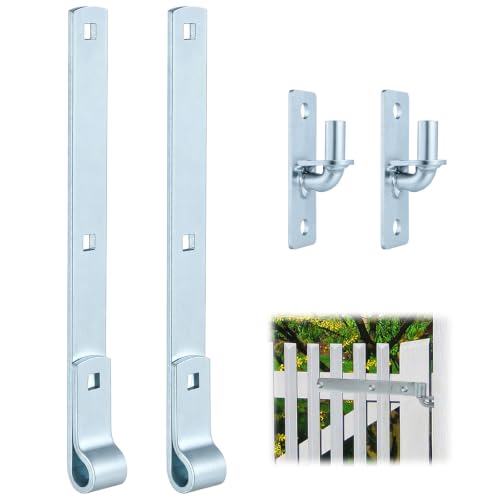 2 Sets Wall Mount Gate Hinge Bracket with Strap Hinge Heavy Duty Farm & Chain Link Gate Hinges Farm Gate Hinges Outdoor Hardware for Barns Tool Sheds and Other Swing Doors, Galvanized - style: 2pcs U-shape-12''