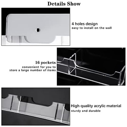 TURSTIN Business Card Holder Wall Mount Clear Sticker Display Marketing Holder Acrylic Business Card Stand Multi Pocket Rack Organizer Space Saver for Home Office (16 Pockets) - style: 16 Pockets