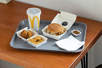 Aebeky Plastic Cafeteria Trays,Fast Food Serving Trays,13"X17",Set of 6 (Gray) - color: Gray