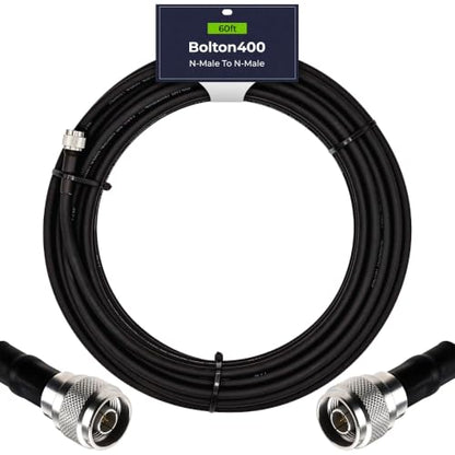 Bolton400 Coaxial Cable 60ft Black, N Male to N Male - LMR®400 Equivalent - size: 60ft Black N-Male to N-Male