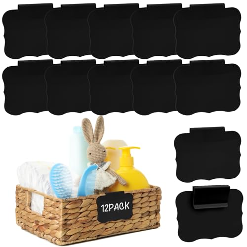 12pcs Black Basket Labels Removable PVC Labels - color: Black Lace