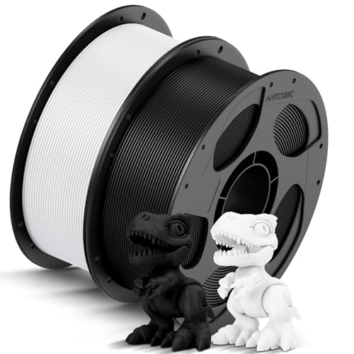 ANYCUBIC High Speed 3D Printer Filament 1.75mm Bundle, Rapid PLA Filament with High Prints Quality, Dimensional Accuracy +/- 0.02mm, 1KG Reusable Spool, 2KG Pearl Black+Bright White - color: 2*1kg Pearl Black+bright White