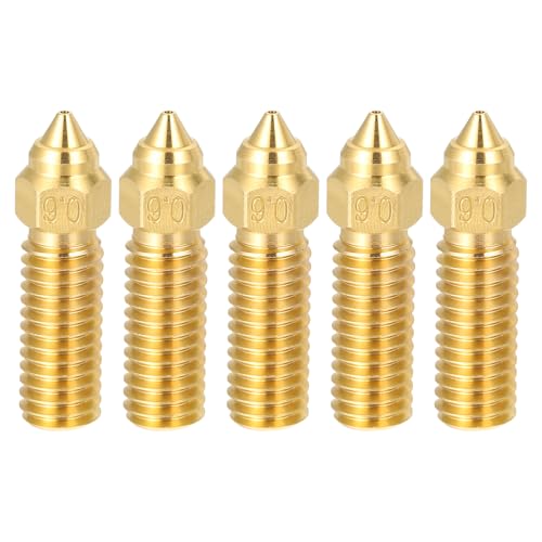 uxcell 5 Pcs 0.6mm Brass Nozzles M6 Thread for K1 3D Printers - size: 0.6mm