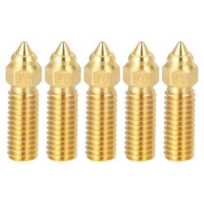 uxcell 5 Pcs 0.6mm Brass Nozzles M6 Thread for K1 3D Printers - size: 0.6mm