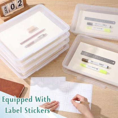 Tinlade 6 Pcs Classroom Paper Storage Bins with Lids, 13x10, Clear - color: Clear