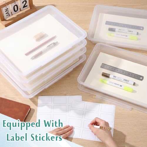 Tinlade 6 Pcs Classroom Paper Storage Bins with Lids, 13x10, Clear - color: Clear