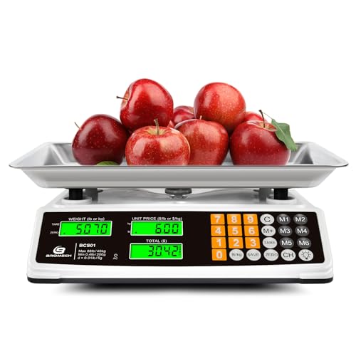 Price Computing Scale 88lb/40kg Commercial Food Scale for Produce Meat with Stainless Steel Large Platform, LCD Display, and Green Bright Backlight for Farmers Markets, Deli, （Not for Trade） - size: Large Platform