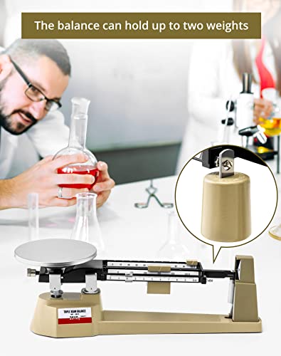 QWORK Triple Beam Mechanical Balance, 2610g/0.1g Lab Analytical Weight Set, Triple Beam Scale with Zero Adjustment Knob, No Need Battery - size: 1 Pack