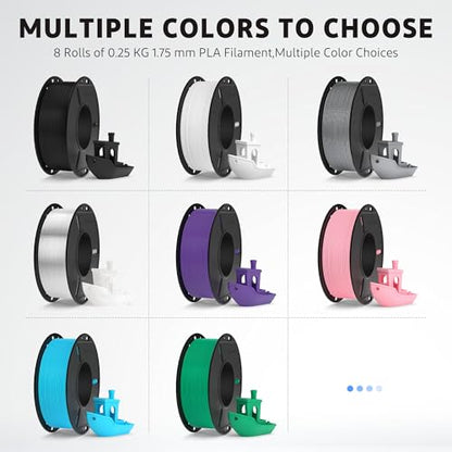 ELEGOO PLA 3D Printer Filament Bundle 1.75mm 8 Colors 250g*8 - color: 8pcs Black/White/Space Gray/Translucent/Sky Blue/Sea Green/Pink/Purple 250g Each
