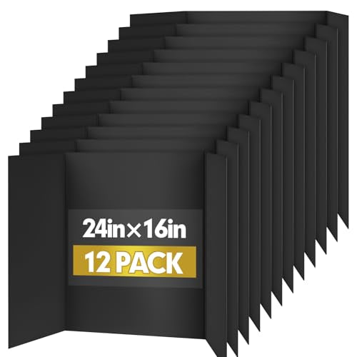 TUXIYA Trifold Poster Board,12P 24"x 16" Black Corrugated Poster Boards - color: Black, size: 12P
