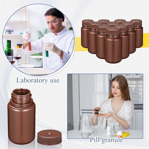 Zhehao 30 Pcs 4 oz Sample Bottle with Lid Wide Mouth HDPE, Brown - color: Brown