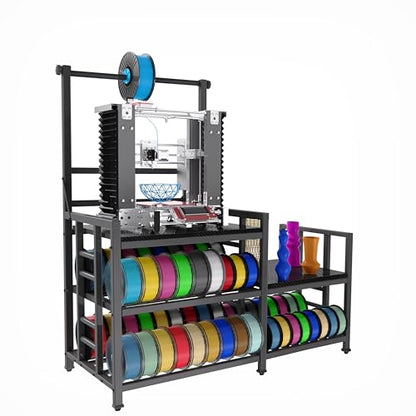 3D Printer Table with Filament Storage Printer Stand with Power Outlet,Heavy Duty 3D Printer Storage rack for ABS, PLA, TPU Filament Spools, Home Offices and Studios Carbon Fiber Black - color: Carbon Fiber Black