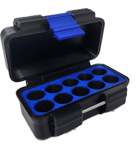 3D Printed - 3ml Vial Storage Case - Freezer Safe Hard Shell Peptide Case for Home, Fridge, Travel (Black/Blue, 10 3ml Vials) - color: Black/Blue, size: 10 3ml Vials