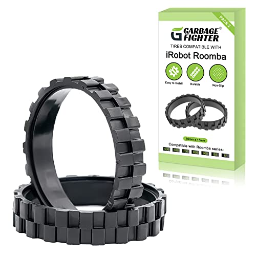Garbage fighter Tires for Series 500, 600, 700, 800 and 900, e5, e6, i7,Anti-Slip, Great Adhesion and Easy Assembly, Wheel Replacement for All roomba Models (Black 2 Pack) - color: 2wheels