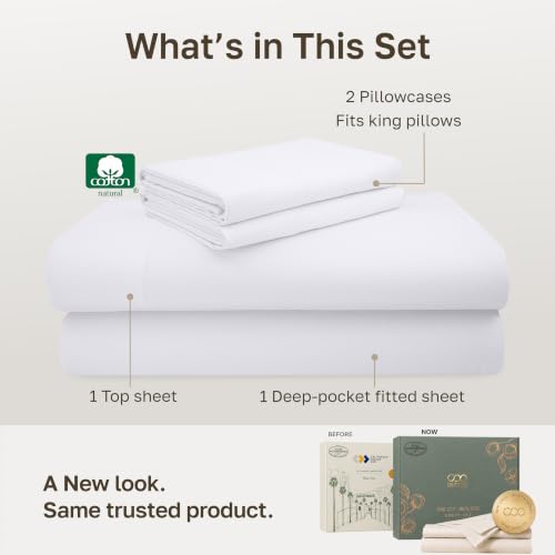 California Design Den Luxury 600 Thread Count King Size Sheets Set, White - color: 01 - Bright White, size: King
