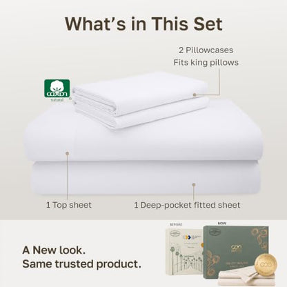 California Design Den Luxury 600 Thread Count King Size Sheets Set, White - color: 01 - Bright White, size: King