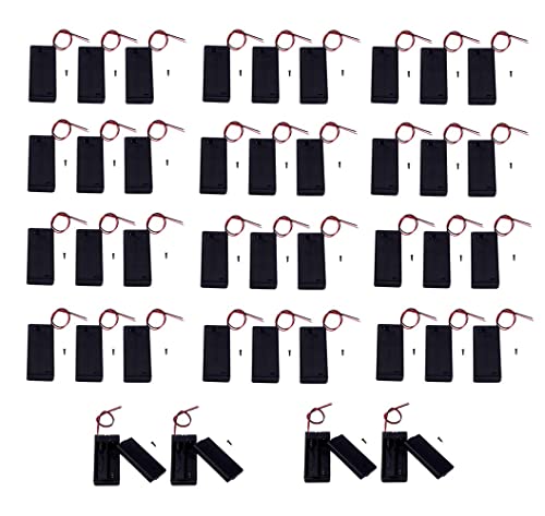 (Pack of 40 2 AA Battery Holder with Switch, 2X 1.5V AA Battery Holder Case with Wire Leads and ON/Off Switch-Bulk