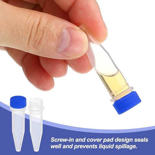 PATIKIL 1.5ml Plastic Cryogenic, 25Pcs Cryogenic Vial Screw Top Frozen Test Tube for Lab Laboratory Science, Blue Cap - color: Blue