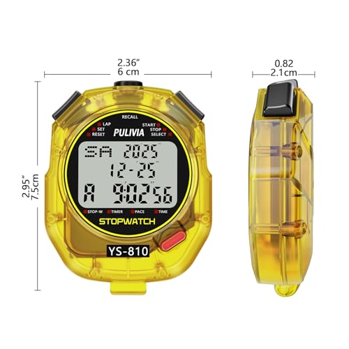 Stopwatch Timer Multi Splits/Laps Digital Stop-Watch for Sports - color: Yellow