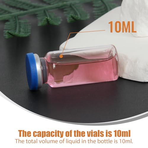 100 Pack 10ml Clear Glass Vials with Caps – 2.5 Dram Lab Headspace Vials - color: Clear Vial Blue Cap, size: 10ml