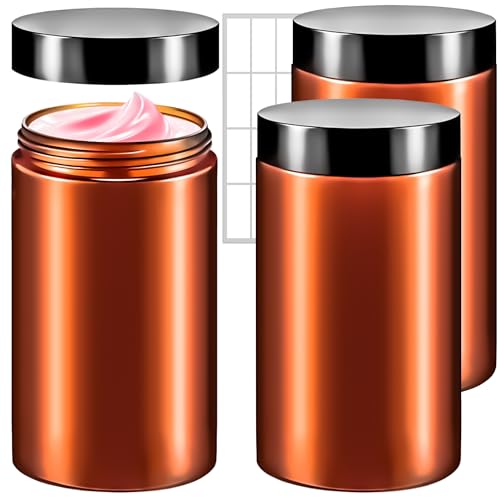 2 Pack 32oz Plastic Jars with Lids, 960ml Round Clear Cosmetic Containers Makeup Jars, Travel Size Container Jar for Makeup Cream Lotion Sample Ointment Salve Travel Storage Beauty Products - color: Amber, size: 32oz