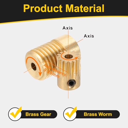 uxcell Worm Gear Set 15T 0.5 Module 15:1 Reduction Rate, Right Rotation Drive Gear Box Wheel Reduce Transmission Part (Brass Gear-3mm Bore, Brass Rod 3mm Bore) - size: Gear-3mm, Rod-3mm Bore, style: 0.5M-15T