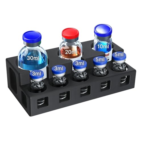 Peptide Case for 3ml, 5ml, 10ml, 20ml and 30ml, Insulin & Peptide Vial Holder for Fridge, Peptide Case for Fridge, Insulin Travel Case for Daily Use for Diabetics, 3D Printed (Black) - color: 8 Shots-black