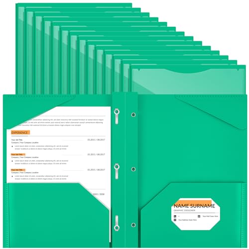 Henoyso 36 Pcs Plastic Folder with Clear Front Pocket, Green - color: Green