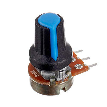 BOJACK 10 Values 12 Pcs B1K-B1M Ohm Knurled Shaft 3 Terminals Linear Taper Rotary Potentiometer(WH148) Single Turn Carbon Film Variable Resistor Assortment Kit