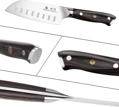 imarku Santoku Knife 5 Inch, Ultra Sharp Chef Knife with Pakkawood Handle - color: Black Ebony