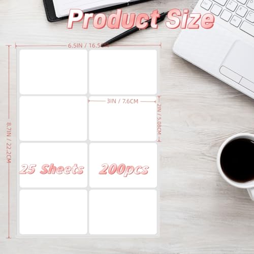 Removable Label Stickers for Organizing -200PCS 3 x 2 inch Waterproof White Handwrite Blank Labels, Classroom, Office & Home Organization for Storage Bins, Moving, Folders, Freeze Food - size: Organizing Labels 200pcs (3" x 2")