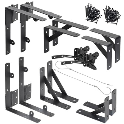 Fence Gate Kit Gate Hardware, 2 Set Anti Sag Gate Kit Heavy Duty No Sag, Anti Twist Gate Frame Corner Brackets Kit Withstand 150 lbs, Gate Hardware Kit for Wood Fence Gate - style: 2 Set