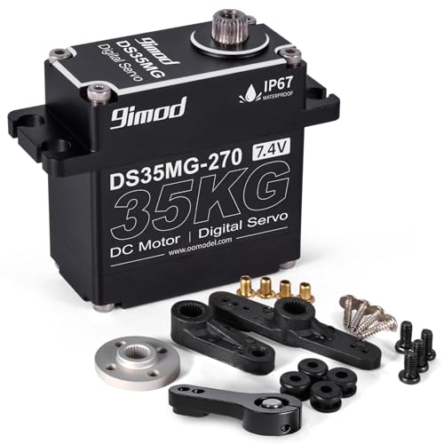 35KG Waterproof High Torque Servo 7.4V Coreless RC Steering Servo Motors Metal Gear Digital Servo for 1/8 1/10 1/12 RC Car, R/C Model DIY Car Robot High Speed Servo with 25T Servo Horn, 270 Degree