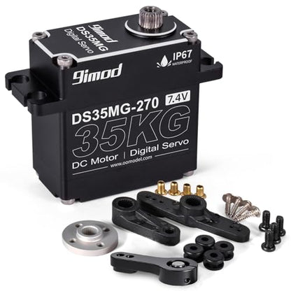 35KG Waterproof High Torque Servo 7.4V Coreless RC Steering Servo Motors Metal Gear Digital Servo for 1/8 1/10 1/12 RC Car, R/C Model DIY Car Robot High Speed Servo with 25T Servo Horn, 270 Degree