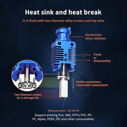Ender 3 Hotend Upgrade for Voron 2.4 Ender 3 V2 Pro Cr10 Ender 5 Pro/Plus Ender 6 Rapido Dragon Hotend 3D Printer Part Kit Ceramic All Metal Hot end Copper Heater Block Bimetal Heatbreak