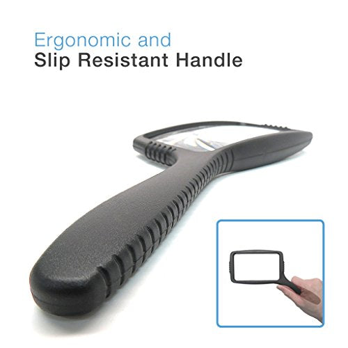 MagniPros Jumbo Size Magnifying Glass Wide Horizontal Lens(3X Magnification)- Shockproof Housing & Scratch Resistant Design W/Large Viewing Area Ideal for Reading Small Prints & Low Vision