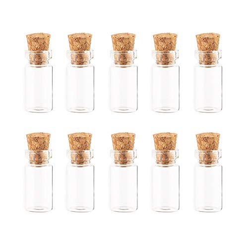 lasenersm 10Pcs/1ML Empty Sample Glass Bottles Jars Vials Case Container with Cork Stoppers for Message Weddings Wish Jewelry Party Favors,Transparent