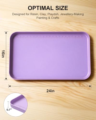 Silicone Art Mat for Crafts with Raised Sides to Stay Tidy, 24" x 16" - color: Puple, size: 24" x 16"