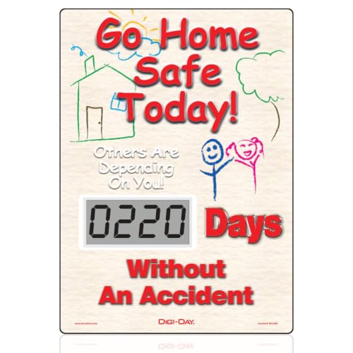Accuform Mini Digi-Day Electronic Safety Scoreboard,LED Counter,Made in USA