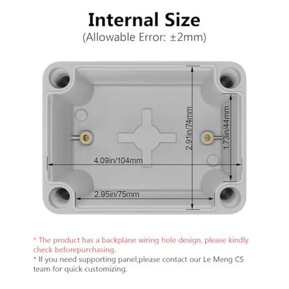 LeMotech Junction Box IP67 Waterproof Dustproof ABS Plastic Project Box for Electrical Outdoor Enclosure Gray 4.3 x 3.1 x 3.3 inch (110 x 80 x 85 mm) - size: 4.3" x 3.1" x 3.3" (1pc)