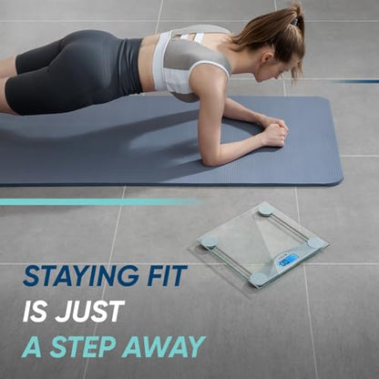 Etekcity Digital Body Weight Bathroom Scale, 6mm Tempered Glass, 400 lbs - color: Silver, size: 11.9 x 11.9 inches