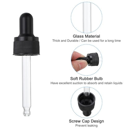 PATIKIL Glass Eye Dropper Caps, 6 Pcs Plastic Glass Dropper Closure Top for 15ml(1/2oz) Essential Oils Bottle, Perfume, Lab Experiments, Black - size: 15ml