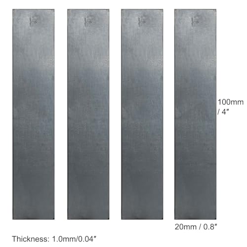 4pcs Metal Electrodes Iron Sheets,1x100x20mm, Iron Electrode Strips(99.995% Pure) for Plating,Electrolysis, Electroplating and Primary Battery Experiment - size: Iron x4