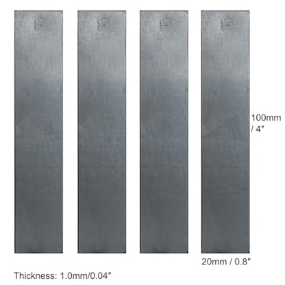 4pcs Metal Electrodes Iron Sheets,1x100x20mm, Iron Electrode Strips(99.995% Pure) for Plating,Electrolysis, Electroplating and Primary Battery Experiment - size: Iron x4