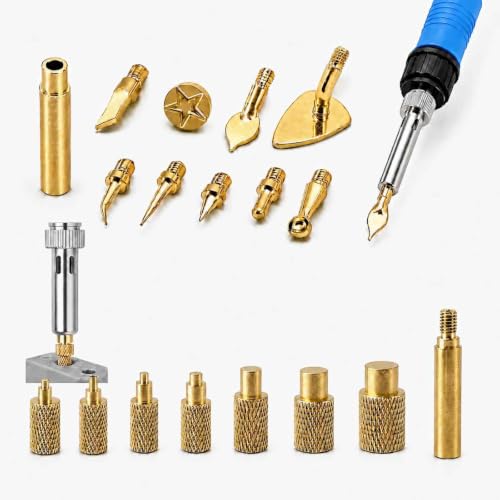 18 Pcs 3D Print Smoothing Tool Kit with Heat Set Insert Tips, Brass Soldering Iron Tips for 3D Printed Parts Finishing, Trimming, Deburring and Threaded Insert Installation