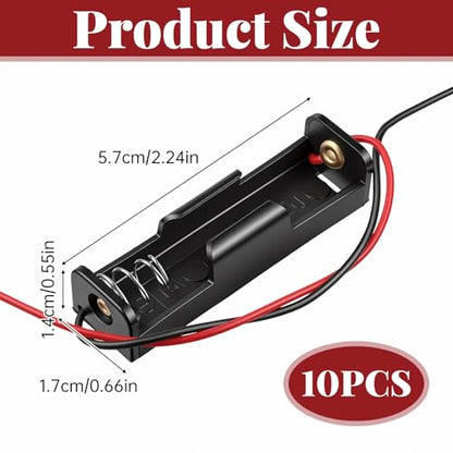 10pcs AA Battery Holder with Leads, Single 1 x 1.5V AA Battery Spring Clip with Leads Wires