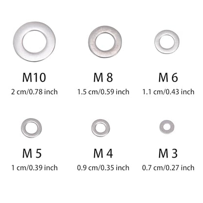 304 Stainless Steel Flat Washer Kit Bolt M4 M5 M6 M8 M10 (Boxed) 6 Sizes