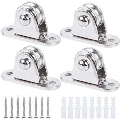 Small Pulley Block 1" Mini Duplex Pulley Roller Frictionless Silent Wheel Heavy Duty Fixed Pulley Loading 176 lb for Rope Cable Cord Guide & Wall Ceiling Mount DIY Project - 4 Pack - size: 4 Pack
