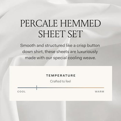 BOLL & BRANCH Percale Hemmed Sheet Set, Queen, Pewter - color: Pewter, size: Queen
